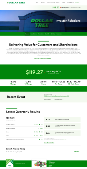 Dollar Tree Inc. Corporate Website Overview