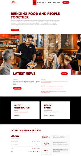 Red Robin Gourmet Burgers Inc. Investor Relations Website Overview